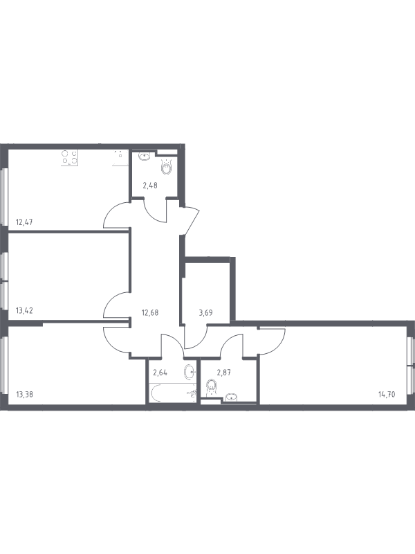 3 ккв 78,3 м²