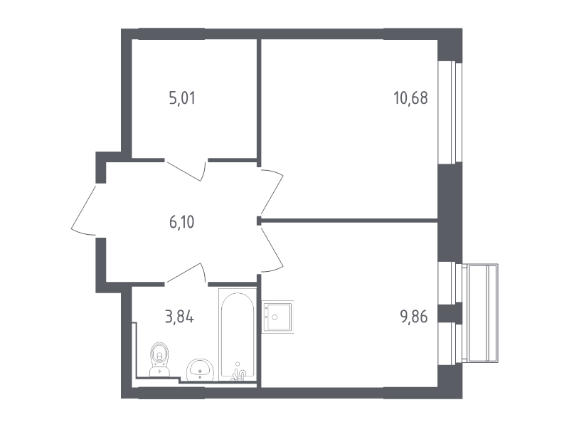 1 ккв 35,5 м²