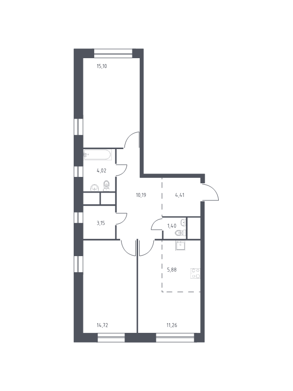 3 ккв (Евро) 68,9 м²