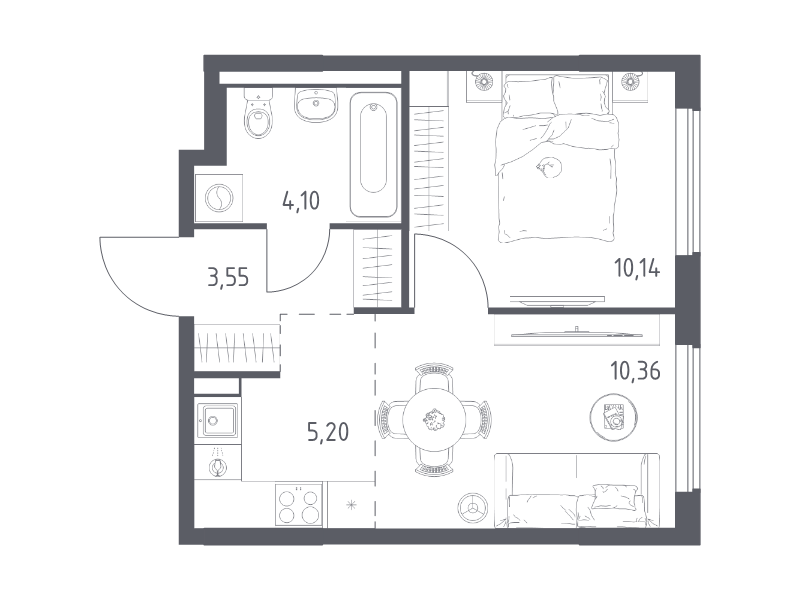 2 ккв (Евро) 33,4 м²
