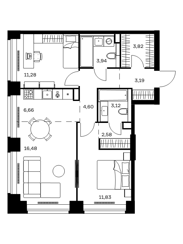 3 ккв (Евро) 67,5 м²
