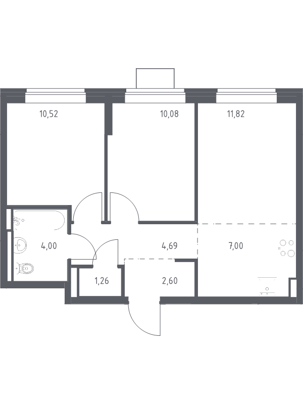 3 ккв (Евро) 52 м²