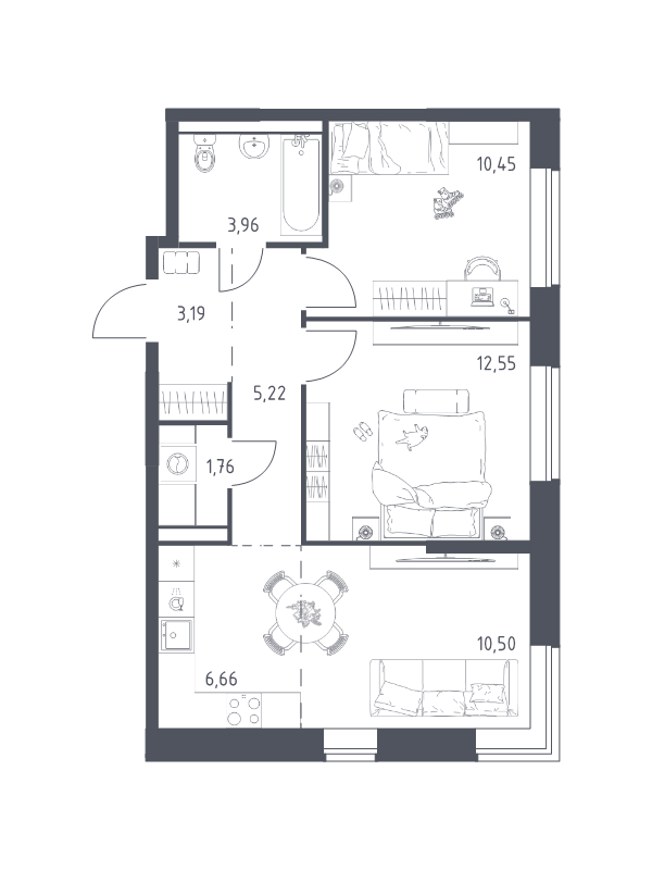 3 ккв (Евро) 54,3 м²