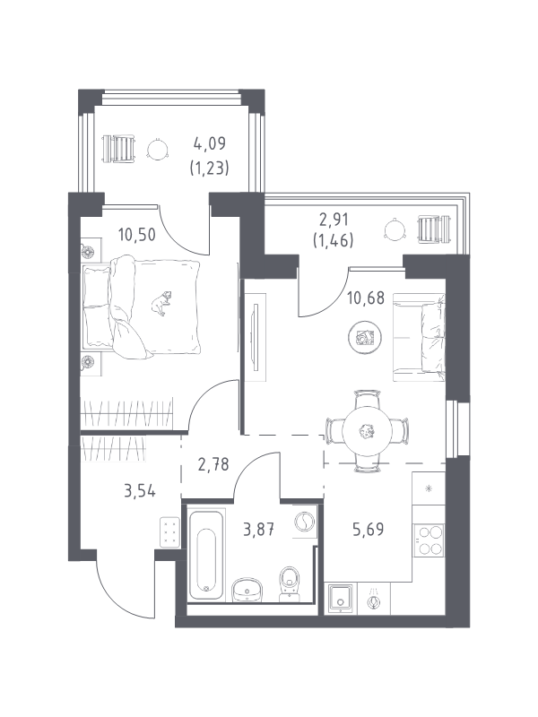 2 ккв (Евро) 39,8 м²