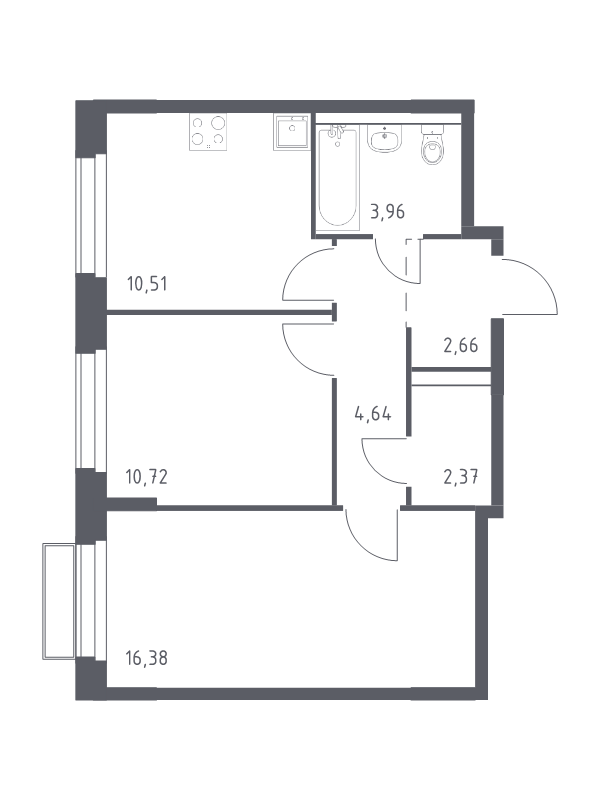 2 ккв 51,2 м²