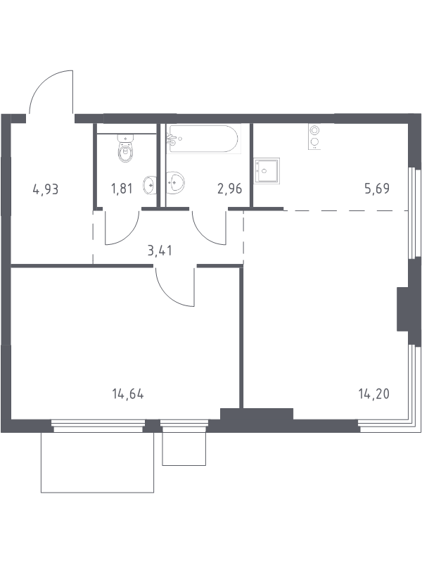 2 ккв (Евро) 47,6 м²