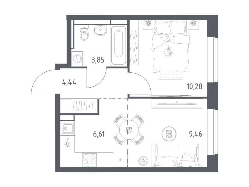 2 ккв (Евро) 34,6 м²