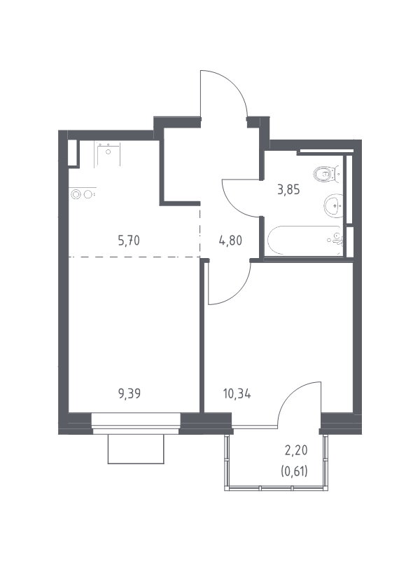2 ккв (Евро) 34,7 м²