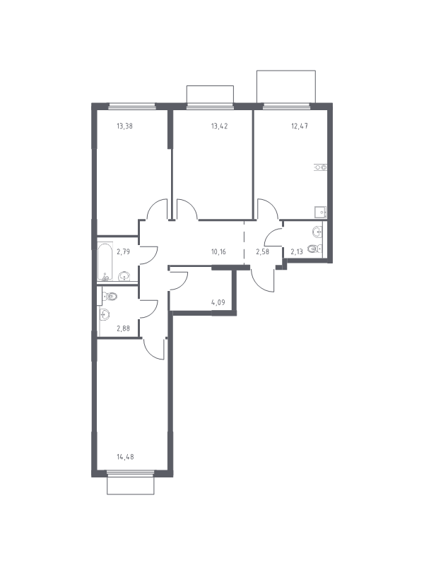 3 ккв 78,4 м²