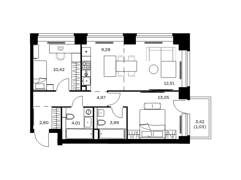 3 ккв (Евро) 62,1 м²