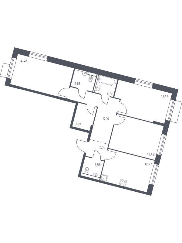 3 ккв 78,4 м²