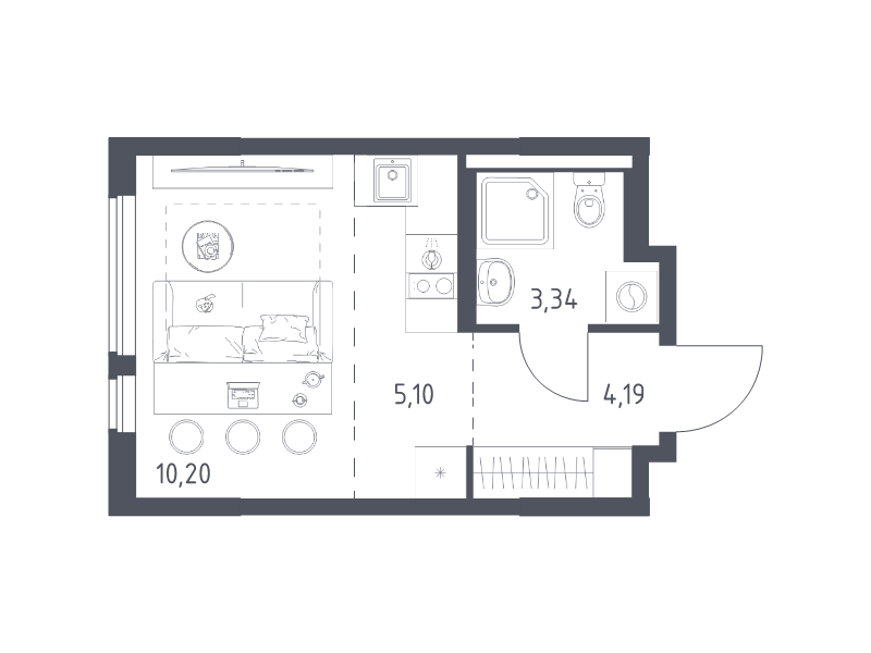 Студия 22,8 м²