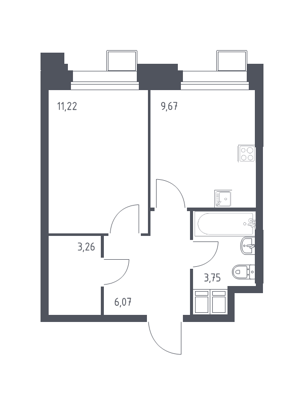 1 ккв 34,1 м²