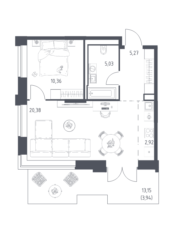 2 ккв (Евро) 47,9 м²
