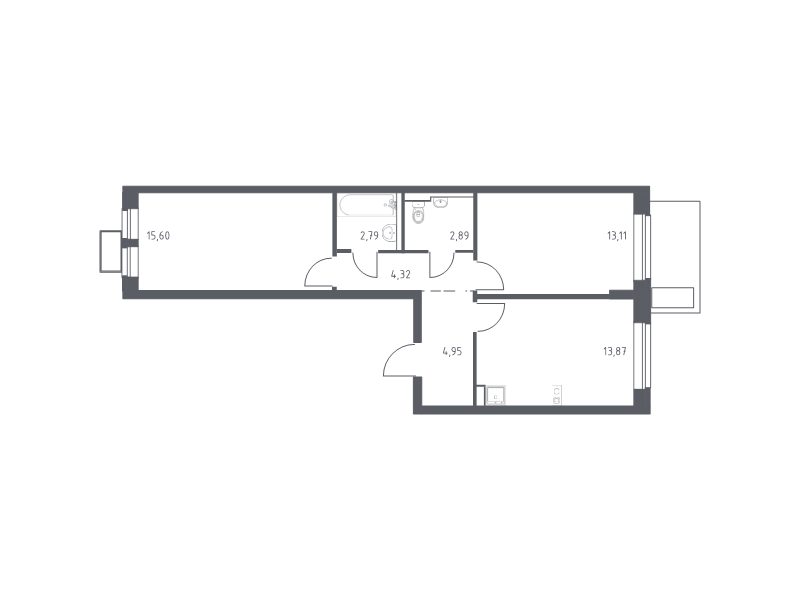 2 ккв 57,4 м²