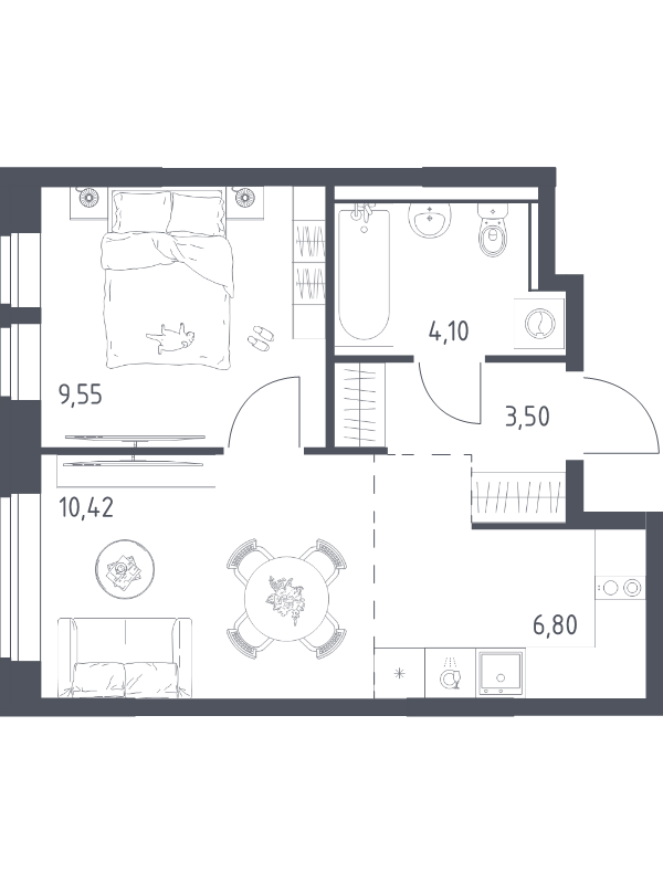 2 ккв (Евро) 34,4 м²