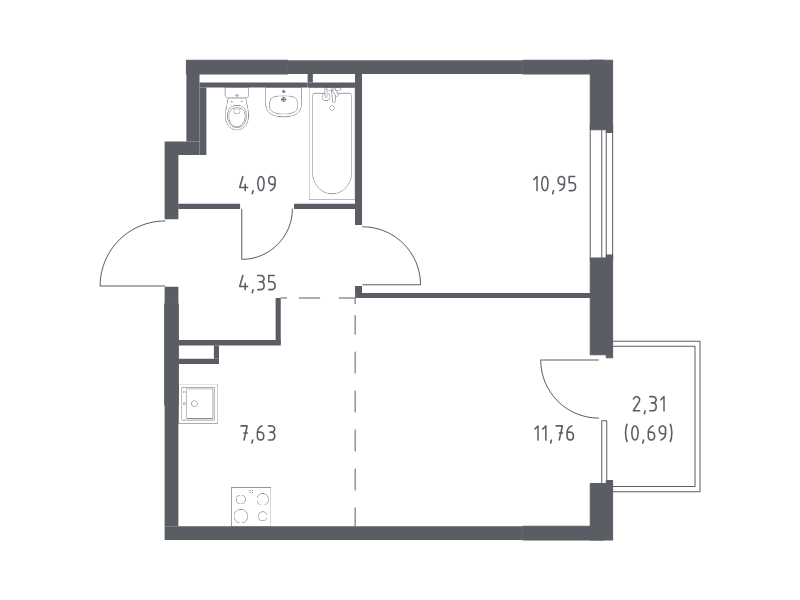 2 ккв (Евро) 39,5 м²