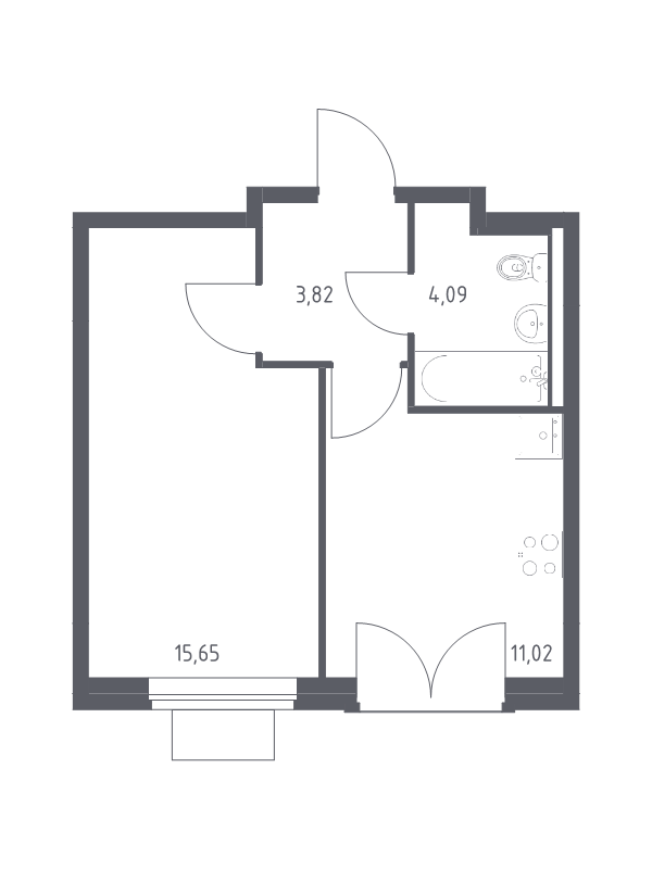 1 ккв 34,6 м²