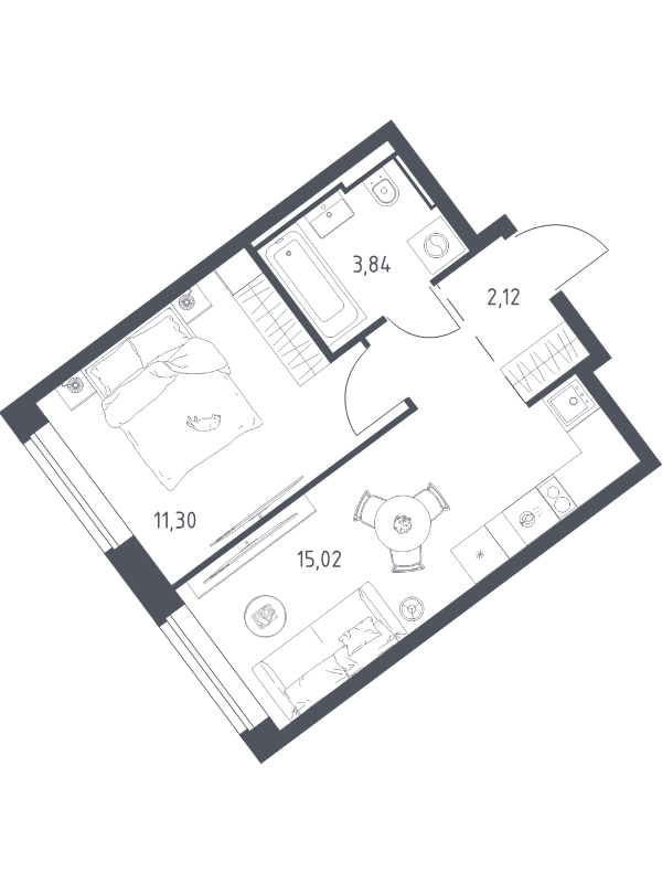2 ккв (Евро) 32,3 м²