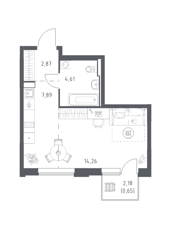 Студия 30,3 м²