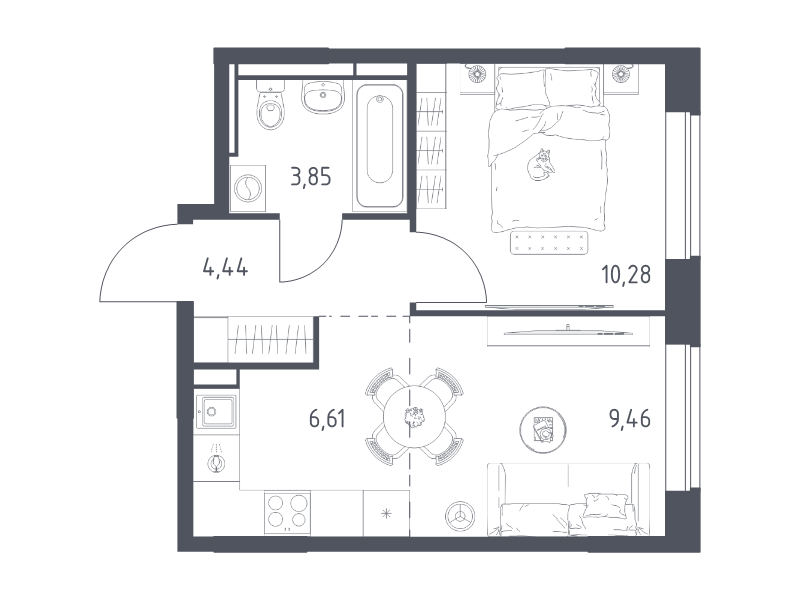2 ккв (Евро) 34,6 м²