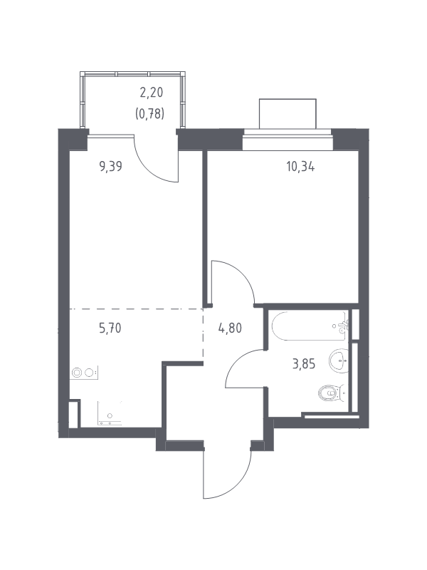 2 ккв (Евро) 34,9 м²