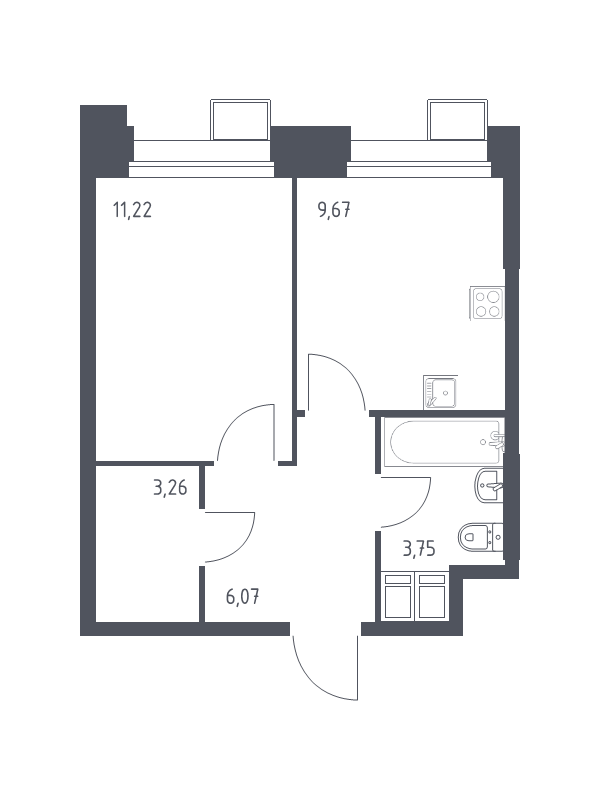 1 ккв 33,9 м²