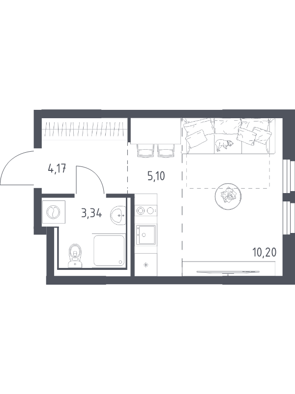 Студия 22,8 м²
