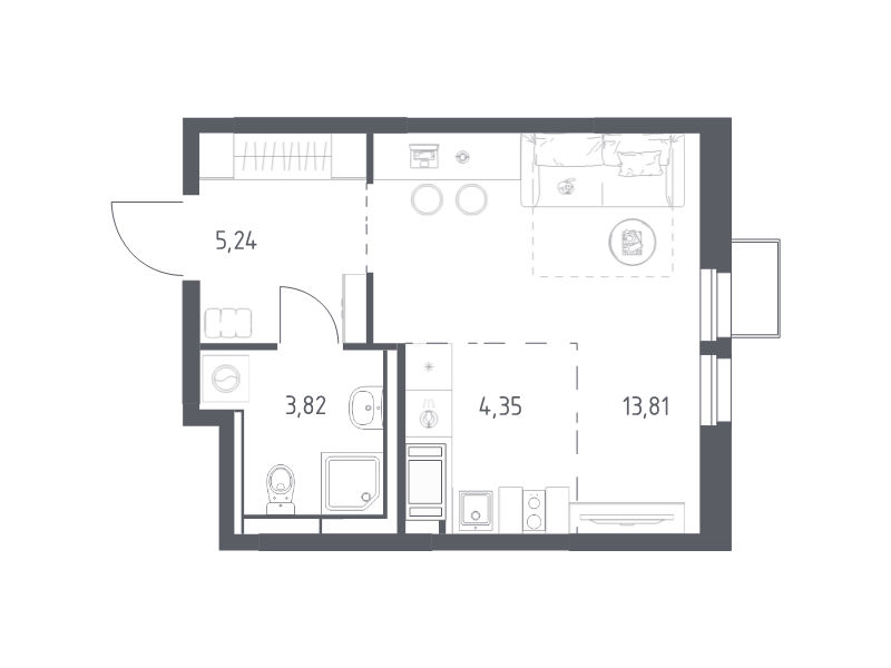 Студия 27,2 м²