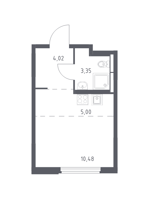 Студия 22,9 м²