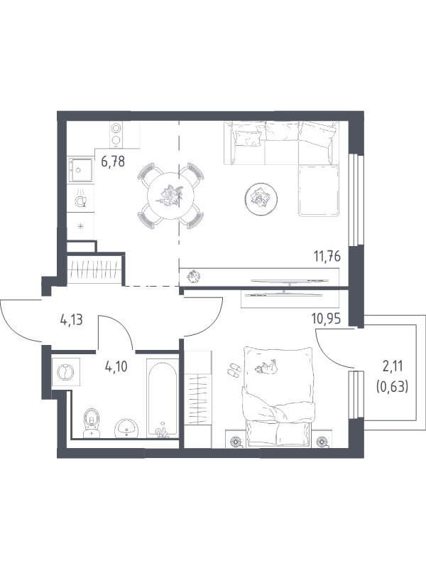 2 ккв (Евро) 38,4 м²