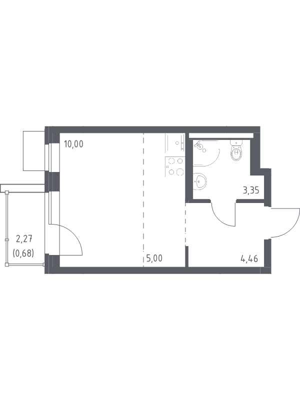 Студия 23,5 м²