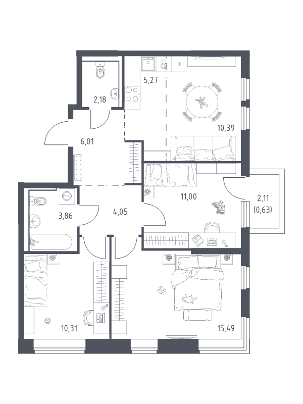 4 ккв (Евро) 69,2 м²