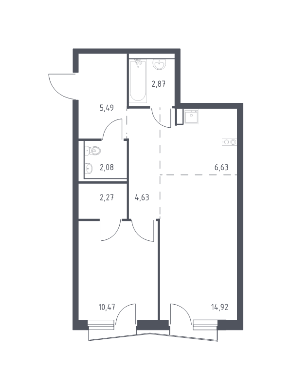 2 ккв (Евро) 48,5 м²