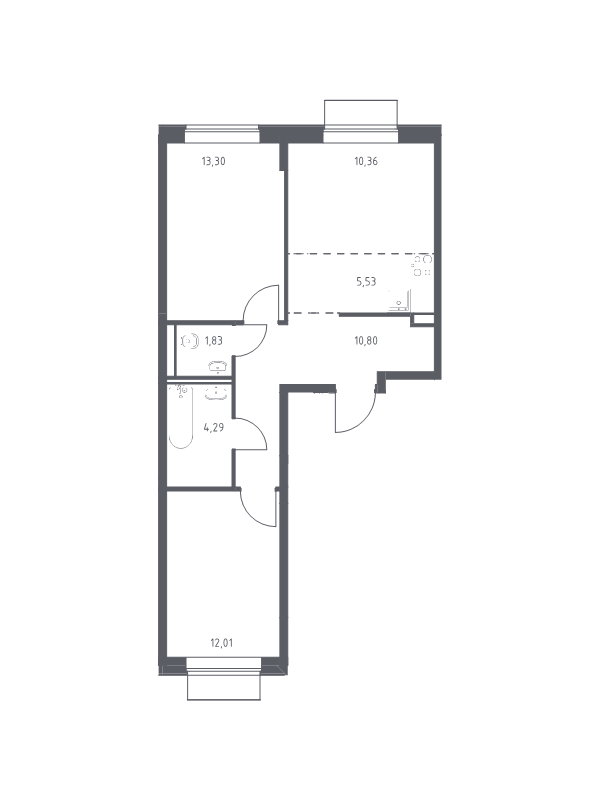 3 ккв (Евро) 58,1 м²
