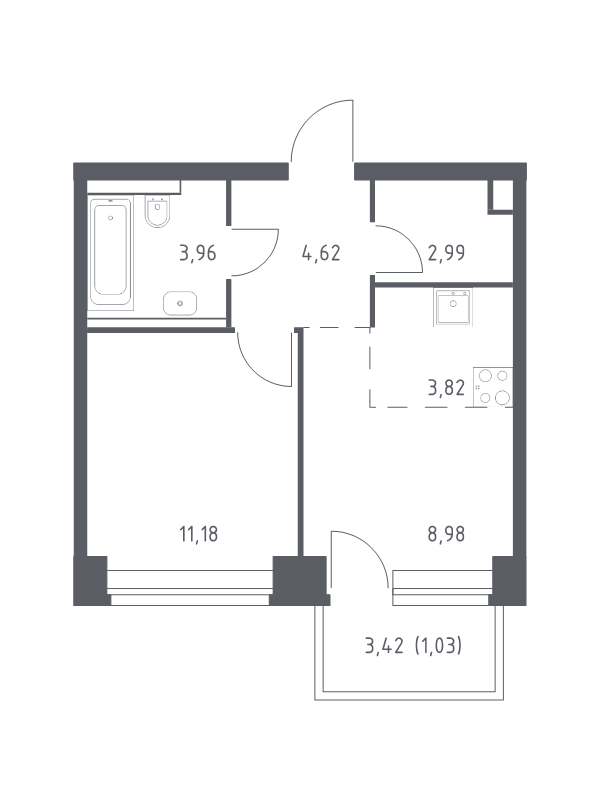 1 ккв 36,6 м²
