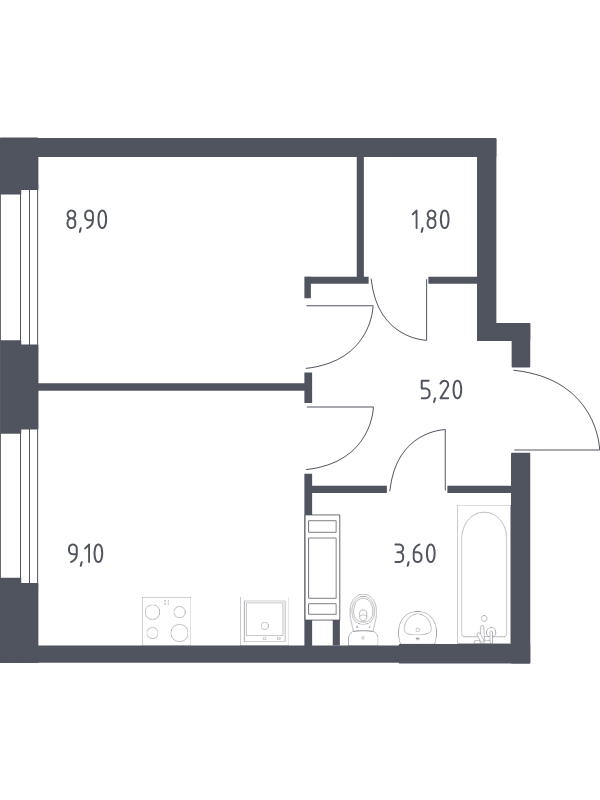 1 ккв 28,6 м²