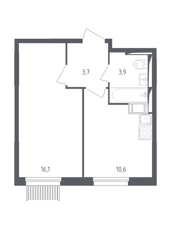 1 ккв 33,7 м²
