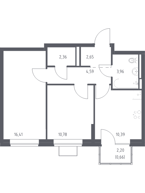 2 ккв 51,8 м²