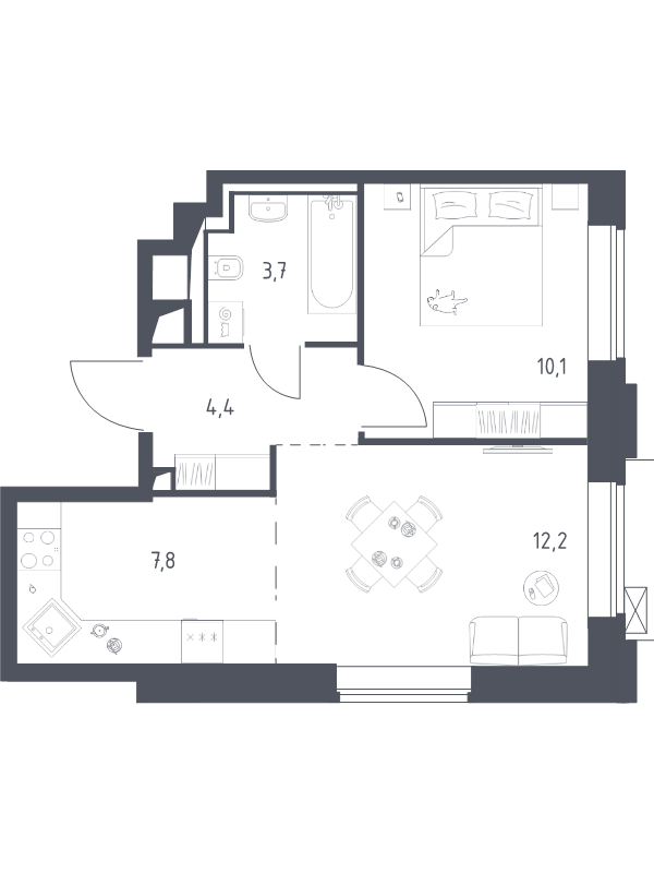 2 ккв (Евро) 38 м²