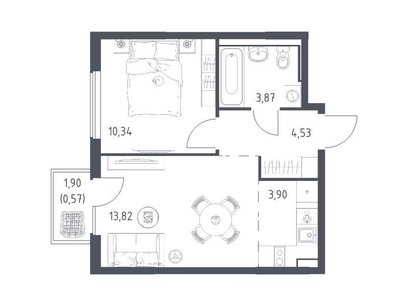 2 ккв (Евро) 37 м²