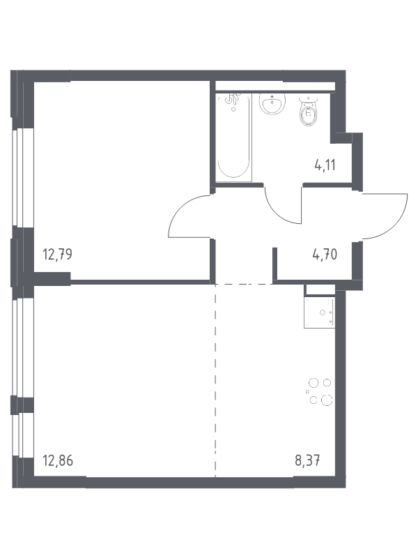 2 ккв (Евро) 42,8 м²