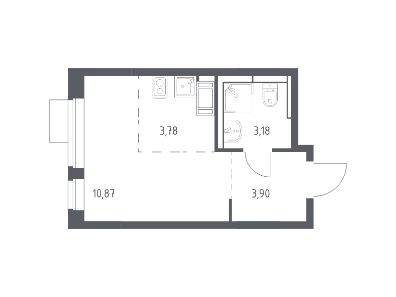 Студия 21,7 м²