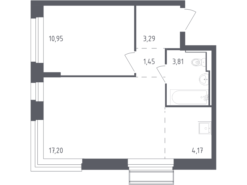 2 ккв (Евро) 40,9 м²