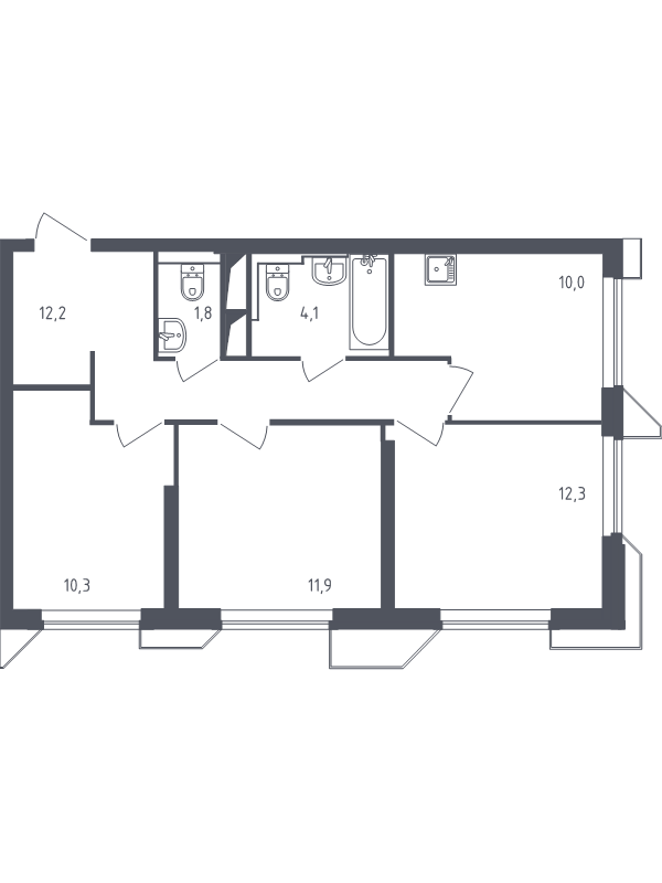 3 ккв 62,4 м²