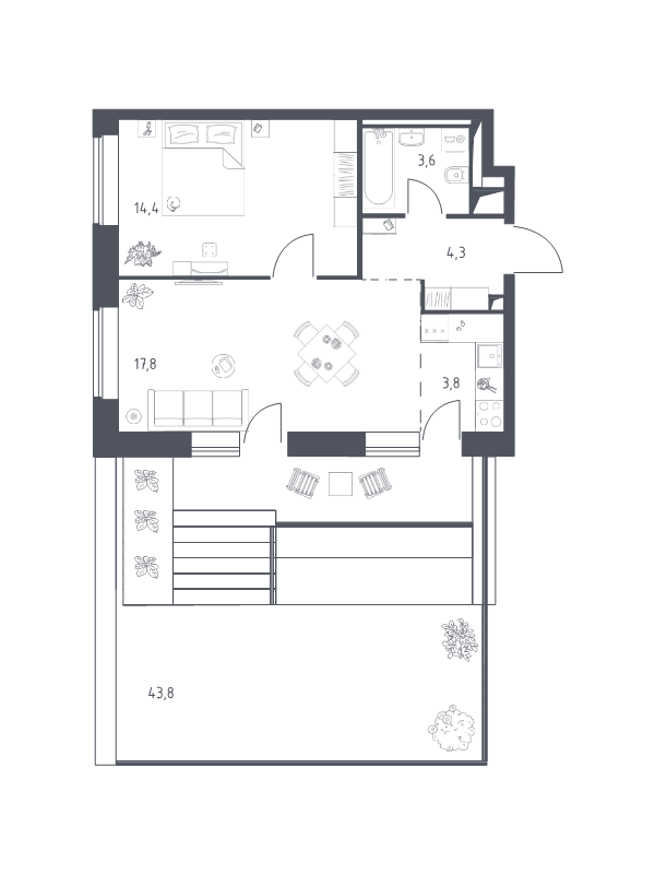 2 ккв (Евро) 57,1 м²