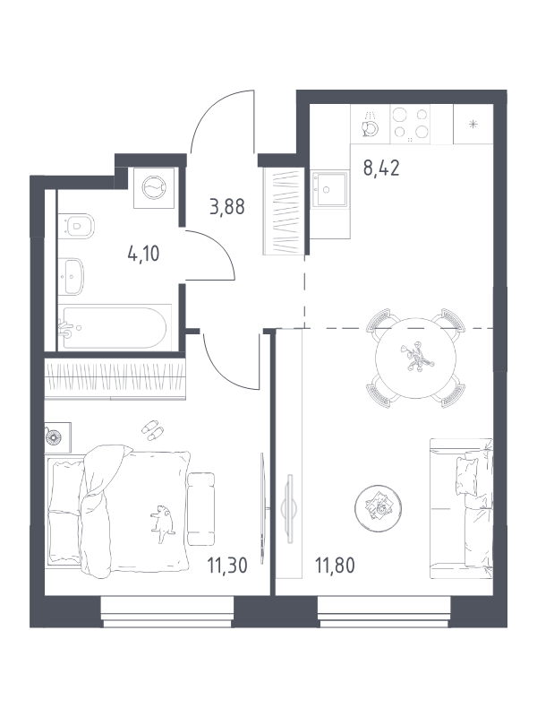 2 ккв (Евро) 39,5 м²
