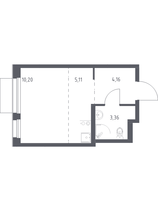 Студия 22,8 м²