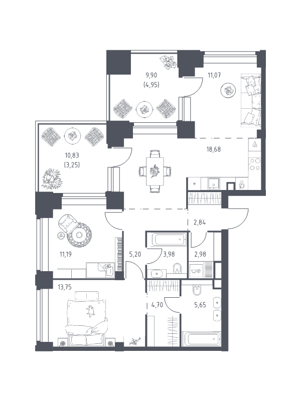 3 ккв (Евро) 88,2 м²