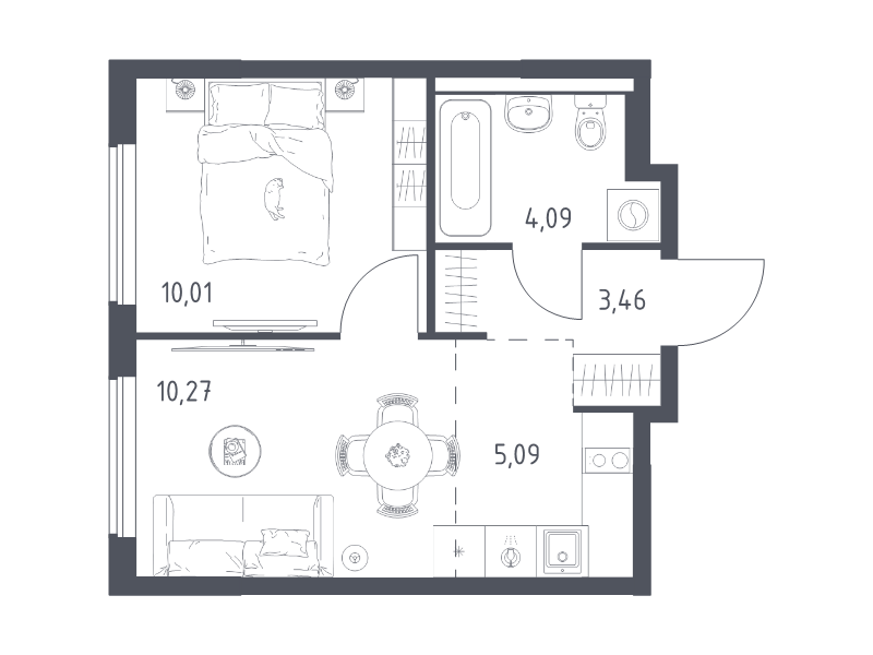 2 ккв (Евро) 32,9 м²